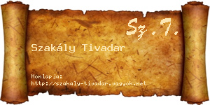 Szakály Tivadar névjegykártya