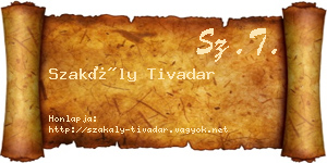 Szakály Tivadar névjegykártya